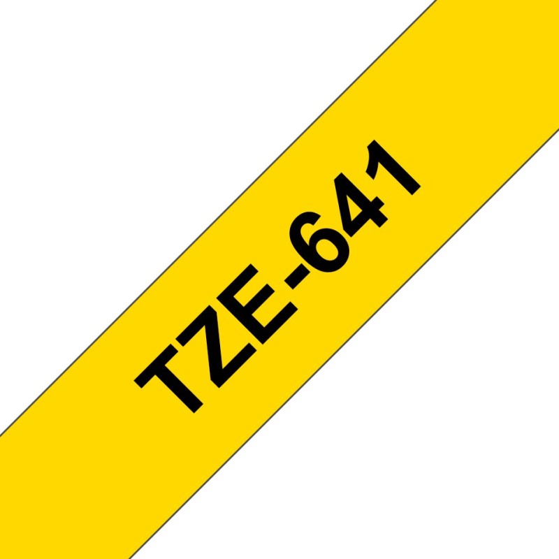 TZe-641 - Standard-Klebstoff - Schwarz auf Gelb - Rolle (1,8 cm x 8 m)